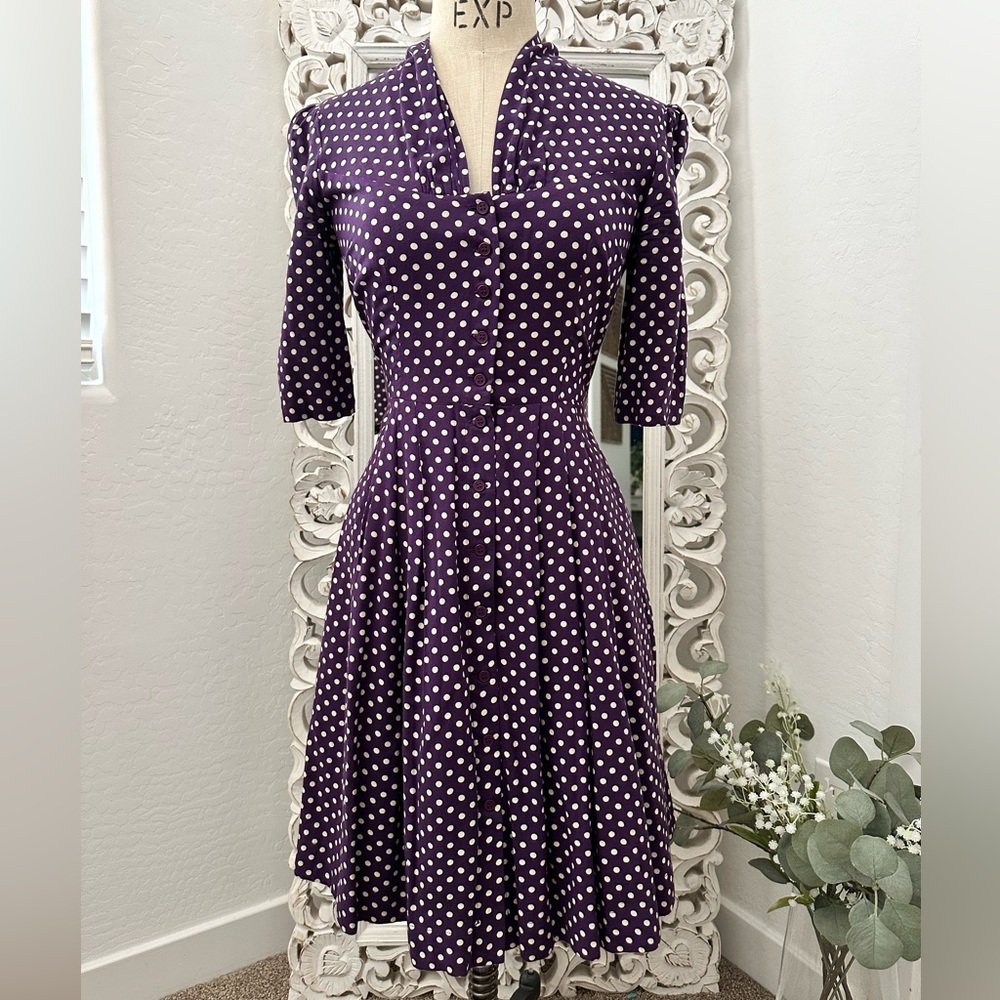 Emily & Fin purple polka dot dress